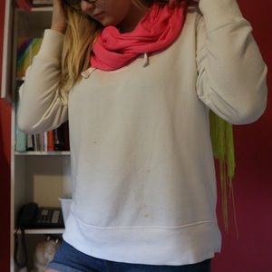 Pink fringed scarf